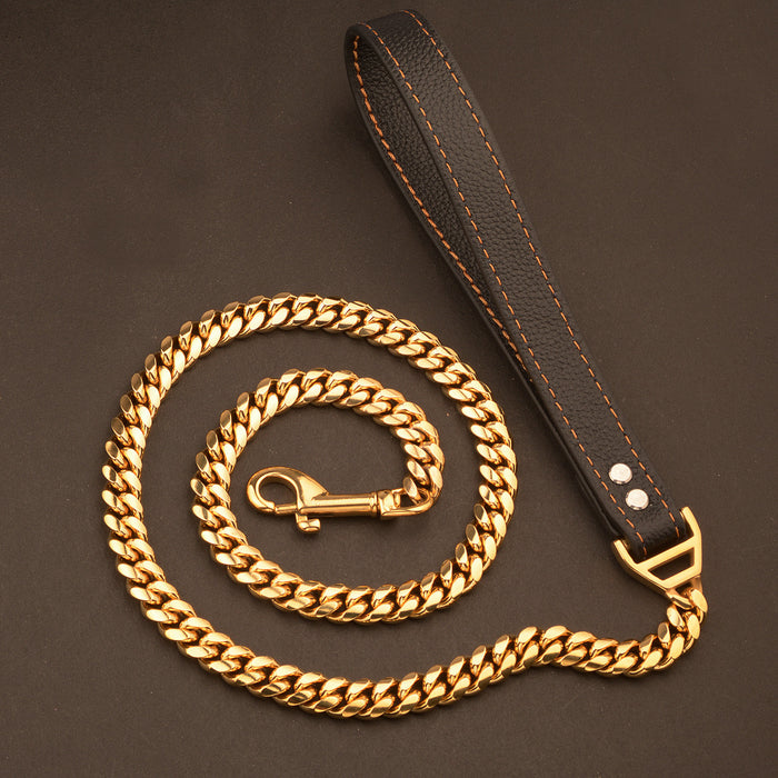 Stainless Steel Cuban Chain Dog Lead