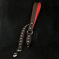 Black soft leather studded leash-0