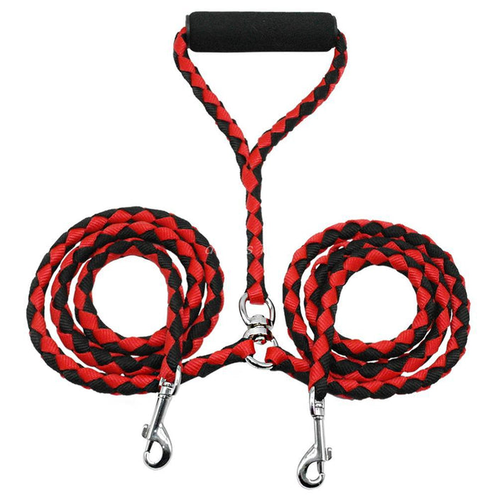 Braided double round rope dog lead