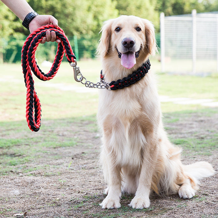 Heavy Duty Braided Rope Dog Collar & Lead Set