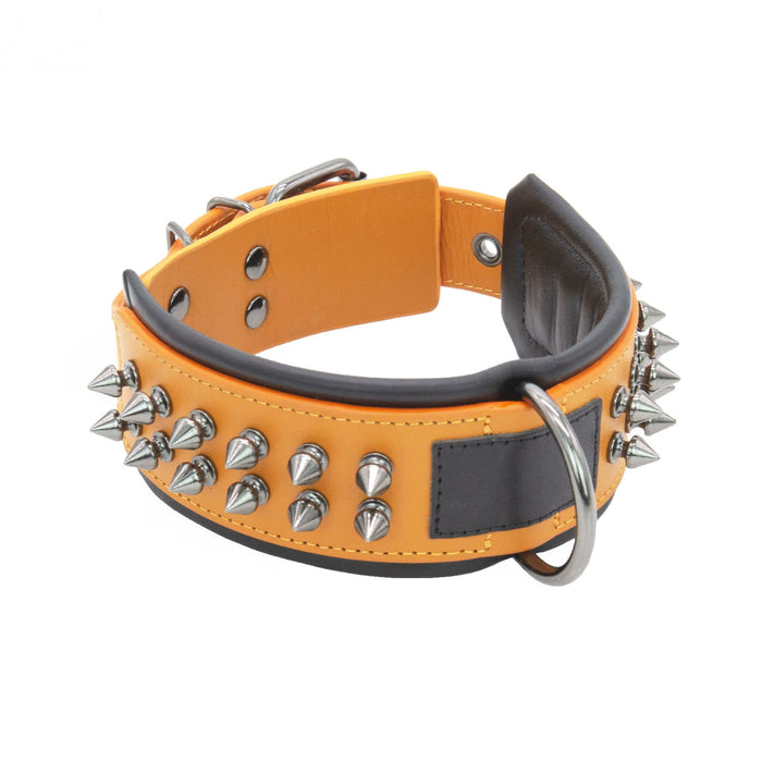 Wide Studded Leather Dog Collar