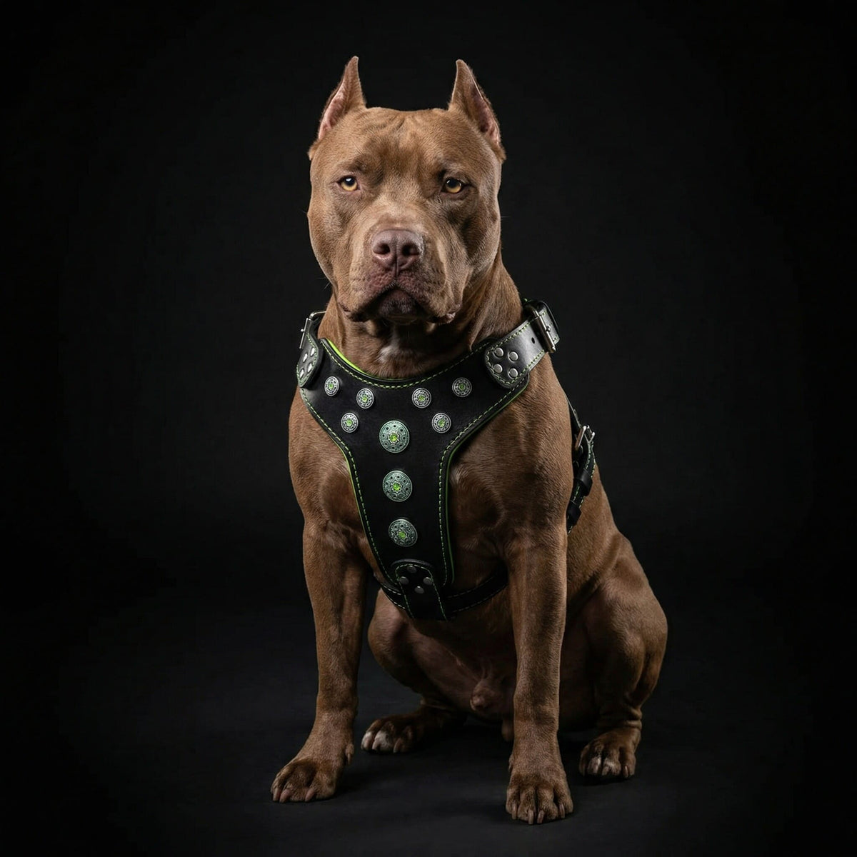 ''Bijou'' harness Black & Green for big dogs-1