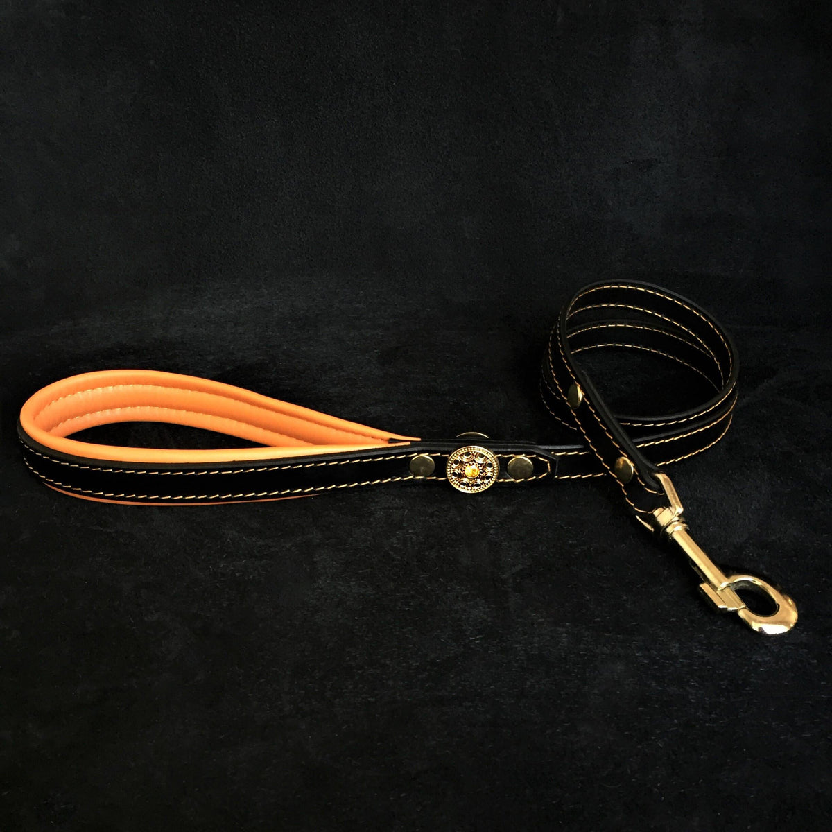 ''Bijou'' harness Black & Orange for big dogs-3